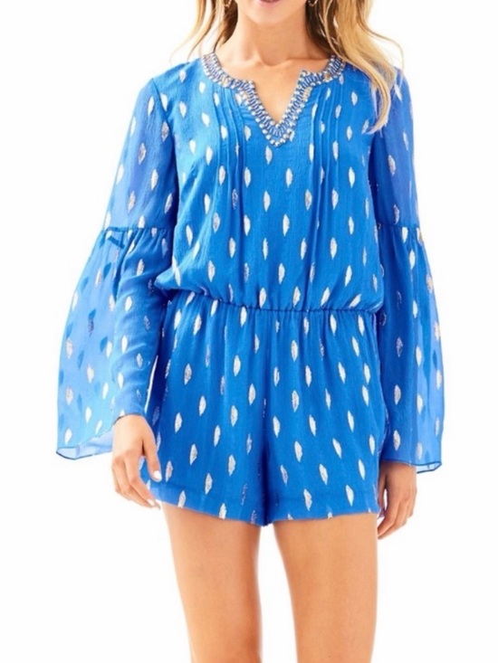Lilly Pulitzer Pants - Lilly Pulitzer Blue Metallic-Accent Romper